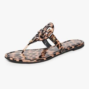 Tory Burch Brown and Black Sandals with Animal Print